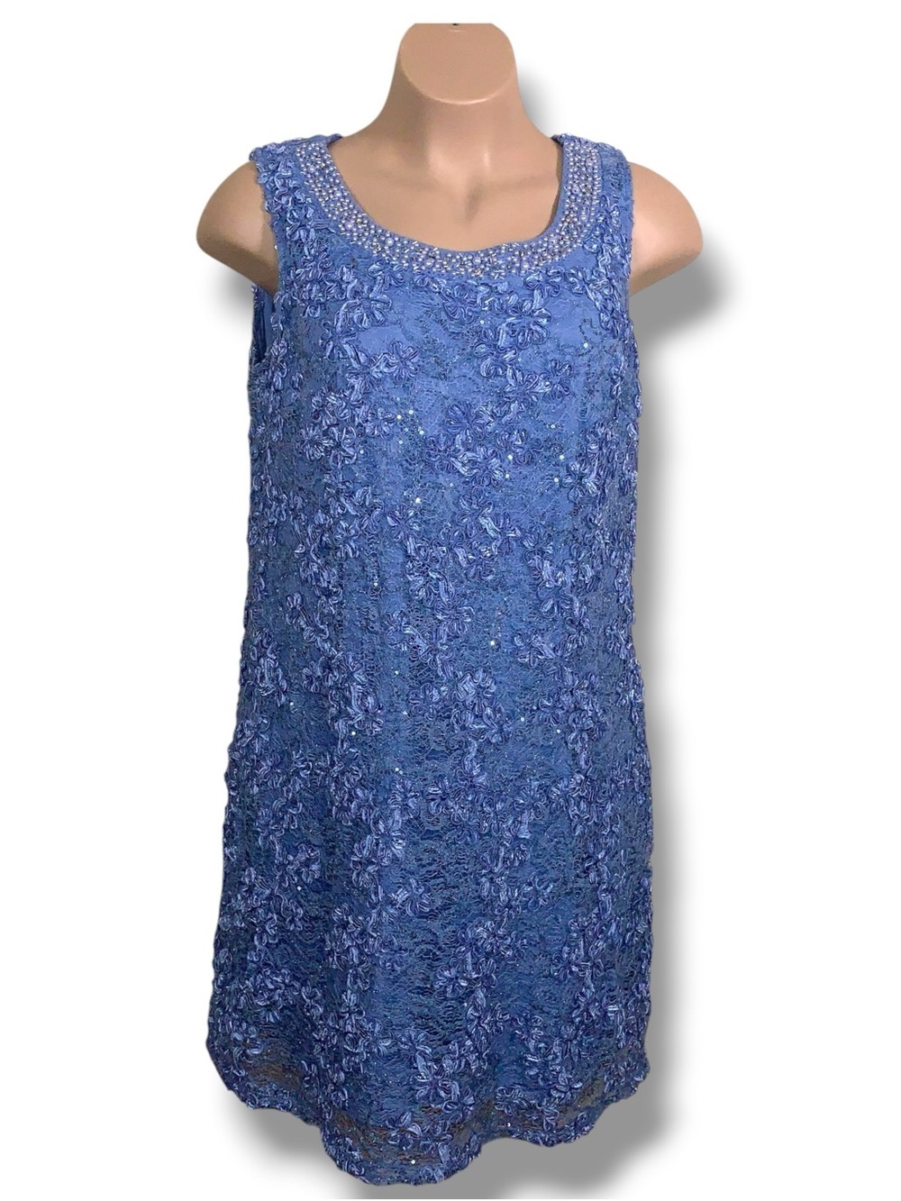 16w R & M Richards Blue Pastel Event Party Cocktail Dress Formal Evening Sequins